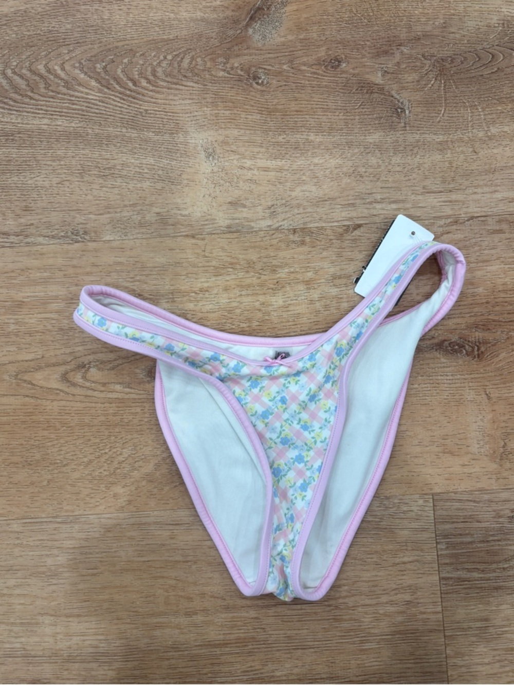 Frankie's Bikinis Pink Pastel Floral String Bikini Bottom